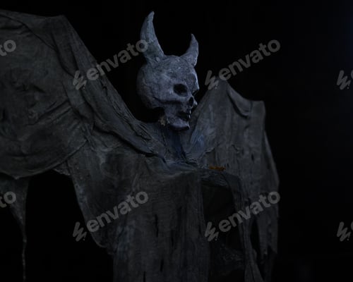 Preview: Scary devil monster decoration in the darkness of Halloween party