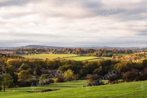 Preview: English landscape during autumn season, view for Blacker hill in Barnsley, England, UK