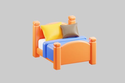 Preview: Cartoonish orange bed with pillows
