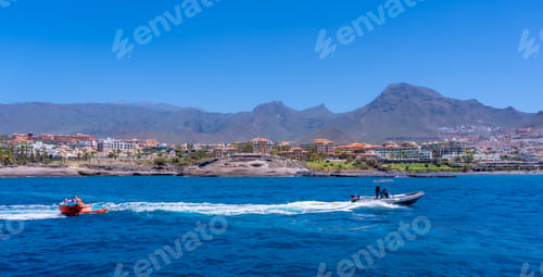 Preview: Tourists having fun on a boat on the Costa de Adeje in the south of Tenerife