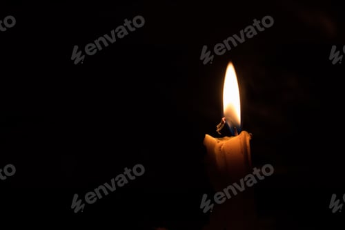 Preview: One light candle burning brightly, image is isolated against