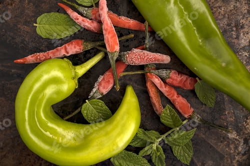 Preview: Chili peppers and peppermint.