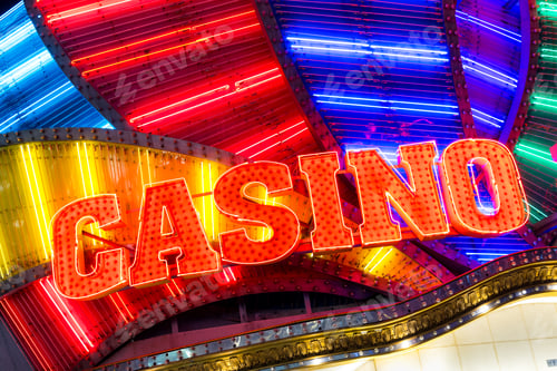 Preview: Casino neon sign at outdoor in the evening