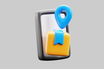 Preview: Delivery app with package and pin