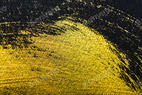 Preview: yellow watercolor brushstrokes with copy space on black paper