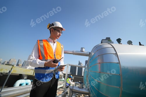 Preview: Industrial factory ceiling with ventilation system and lights. Ventilation ducts.