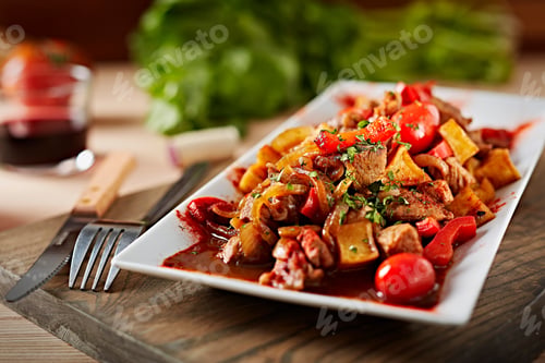 Preview: Delicious dish with meat and potatoes