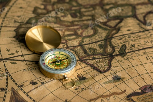 Preview: Vintage Compass and Map of Africa