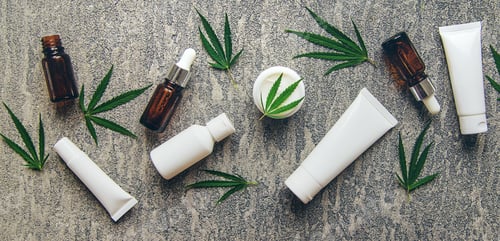 Preview: Cosmetics with cannabis extract natural. Selective focus.