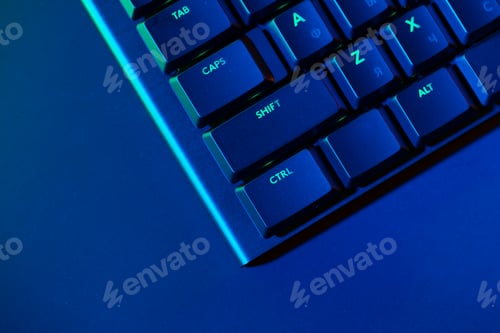 Preview: Close up of computer keyboard on black background