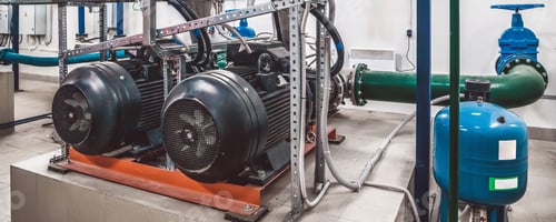 Preview: Industrial water pump setup in engine room with automatic control systems