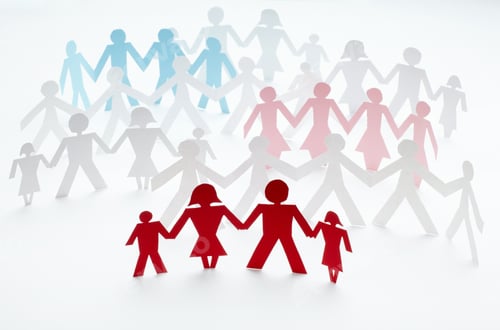 Preview: Closeup Of Chain Of Paper People Cut On White Background