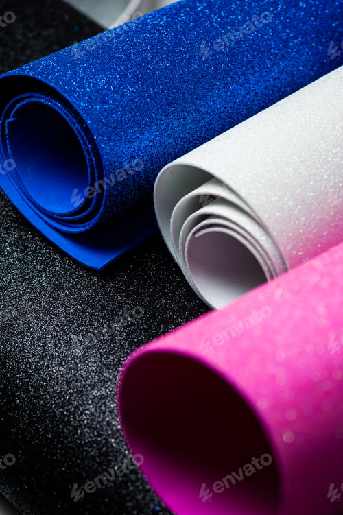 Preview: set of different color fabric samples, closeup