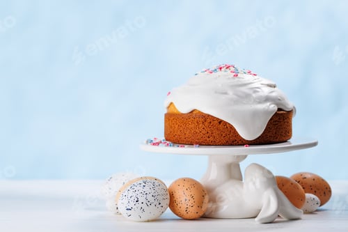 Preview: Traditional Easter cake decorated with colorful icing and sprinkles, symbolizing the festive spirit