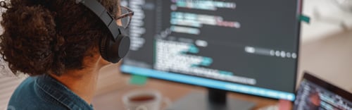 Preview: Female freelancer making new project as web designer and programmer on her computer at home