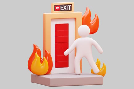 Preview: 3D Figure Escaping Fire Near Emergency Exit