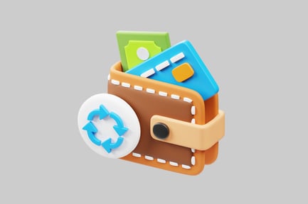 Preview: Cartoon wallet with money, credit