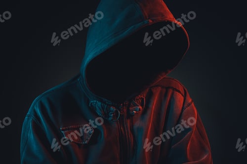 Preview: Faceless hooligan with hoodie in urban surrounding