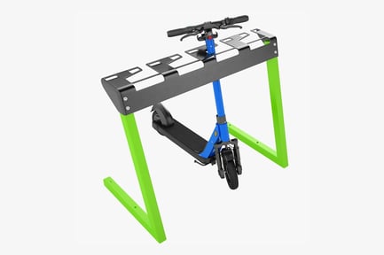 Preview: Electric Scooter at a Multi-Slot Public Parking Rack