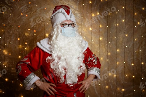Preview: Santa Claus posing in mask, hand gestures