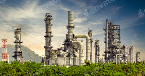 Preview: Oil and gas refinery plant form industry zone, Aerial view oil and gas industrial