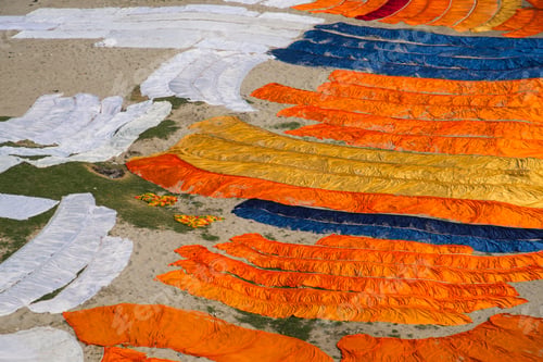 Preview: Drying cloth on banks of River Yanuma, Agra, India.