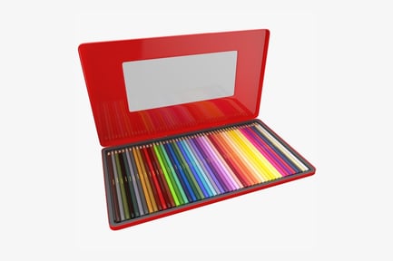 Preview: Assorted Colored Pencils in Red Case, Artist Supplies