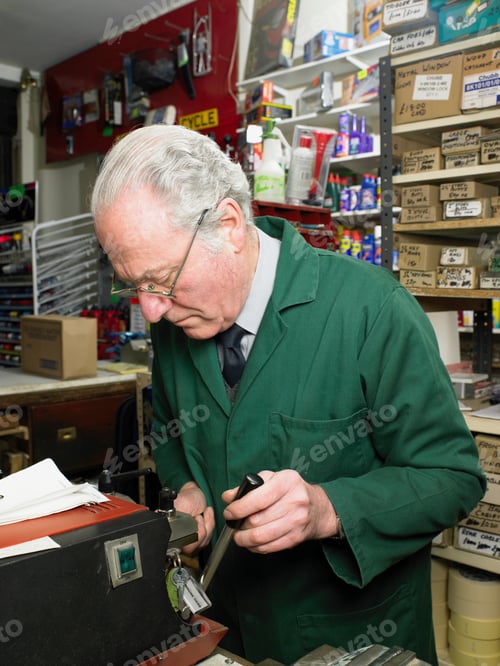 Preview: Man cutting a key