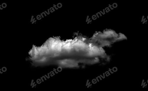 Preview: White cloud isolated on a black background realistic cloud