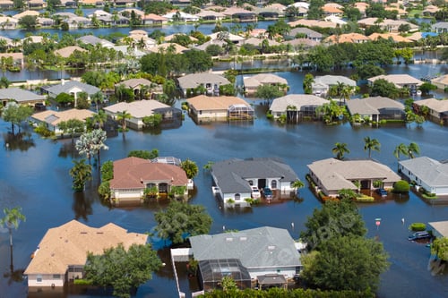Preview: Flooded houses from hurricane Debby rainfall water in Laurel Meadows community