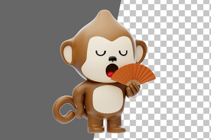 Preview: Monkey Fanning with a Hand Fan 3D Illustration
