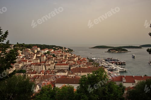 Preview: Above shot of town Hvar on Adriatic sea, Croatia