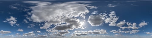 Preview: blue skybox with cumulus clouds as seamless hdri 360 panorama with zenith