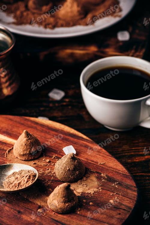 Preview: Homemade chocolate truffles coated in cocoa powder