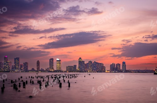 Preview: Exchange Place, New Jersey, USA skyline from across the Hudson River