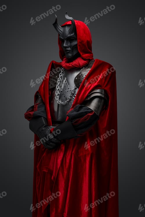Preview: Evil member of creed with black mask and red cape