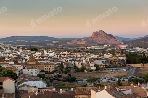Preview: Antequera townscape at evening, Andalusia, Spain