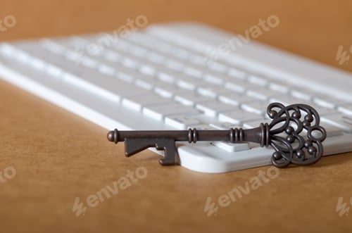 Preview: Cybersecurity Concept with Ancient Key and Modern Technology