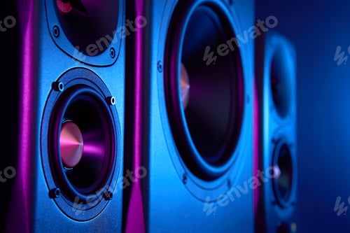 Preview: Multimedia acoustic sound speakers with neon lighting