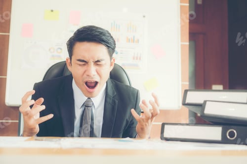 Preview: business man stress and crumpled paper