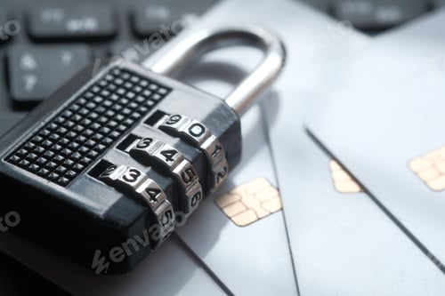 Preview: internet safety concept with padlocked on computer keyboard