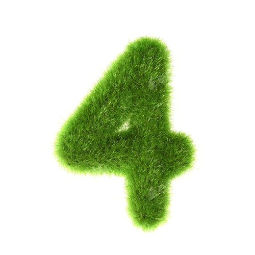 Preview: Grass "4" Number, Isolated On White Background.