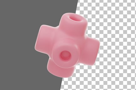Preview: Pink Soft Body Six Hollow Cilinder Shape 3D Icon