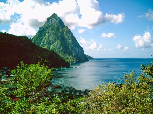 Preview: Scenic landscape view of the Petit Piton in Saint Lucia.