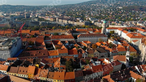 Preview: Aerial view of Budapest city skyline. Church of Mary Magdalene of Buda, Hungary