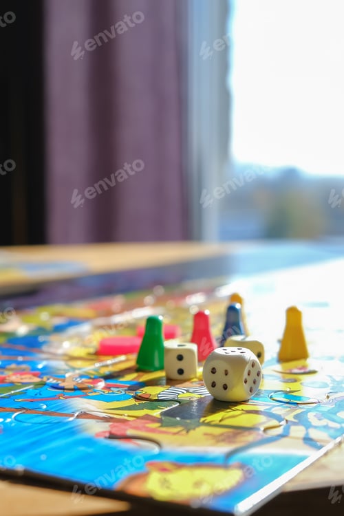 Preview: Board games. Home hobby leisure with children. Family fun, digital detox, mental health