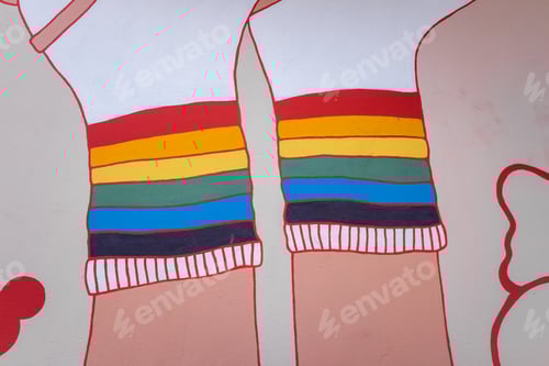 Preview: Colorful Painted Mural of Shirt and Legs