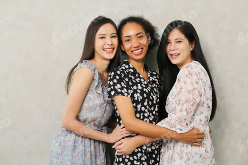 Preview: Group of teenagers interracial, International Women's Day.