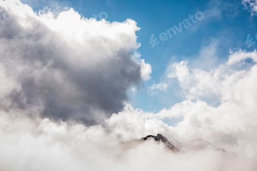 Preview: Mountain peak in clouds, Mount Baker, Washington, USA