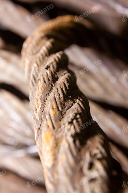 Preview: Closeup of an old rustic rope on a blurry background